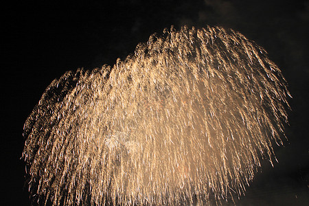 夜空中日本传统烟花游戏绿色黑色大曲焰火火箭派对节日图片