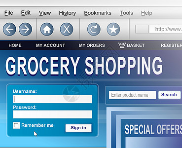网上杂货购物网站商品按钮食物店铺杂货店插图商业电子商务顾客图片
