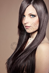 美丽的头发魅力黑发冒充活力女性光泽度女孩工作室女士造型图片