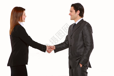 商业女商务人士和女商务人士握手男人夹克商务年轻人女士成人职业装黑发两人职业图片