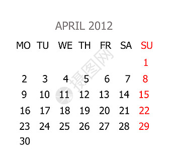 2012年简单日历2012年办公室文档天气空白日程备忘录会议日记商业白色图片