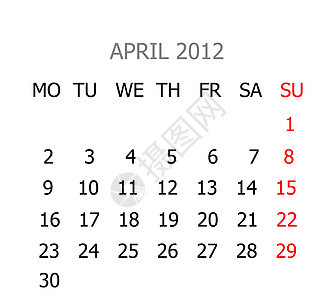 2012年简单日历2012年办公室文档天气空白日程备忘录会议日记商业白色图片