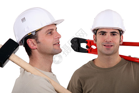 建筑工人耳朵同事建设者安全眼睛团队男性大锤男人工作图片