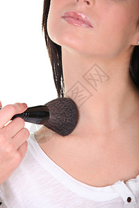 妇女用脸红衬垫刷子美丽奶油羽毛同质性均匀性嘴唇扫荡皮肤图片