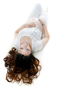美丽的怀孕孕妇女士家庭头发睡眠女孩产妇女性母性卫生身体图片
