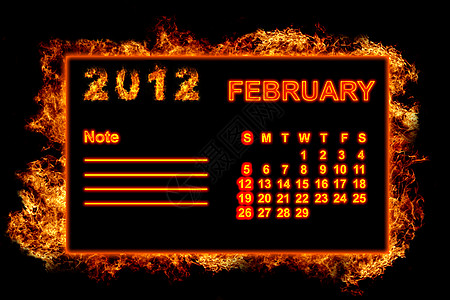 爆炸火焰2012年2月消防框架日历背景