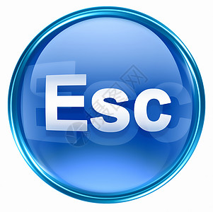 Esc 图标蓝色 在白色背景上孤立图片