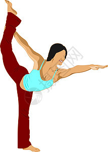 参加瑜伽运动的妇女  矢量说明  中女孩的情况数字卡通片女性减肥女孩调色呼吸头发调子墙纸图片
