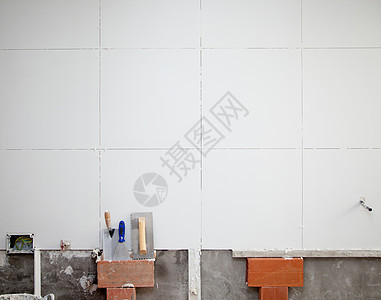 白壁对流与粗体工具拼装砂浆砖墙工作建造建筑学瓷砖石匠水泥粮食图片