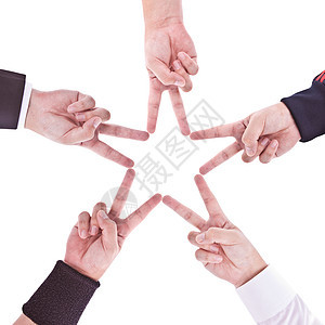 以恒星的形式握手地面国际星形协会团队星星社区肤色联盟白色背景图片