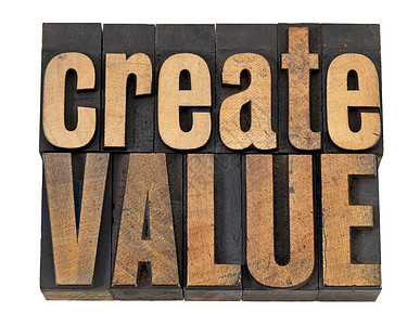 创造价值以木制类型创建值文本背景