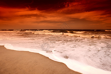 海洋太阳日落海浪闲暇海岸线金子海岸支撑阳光旅行假期图片