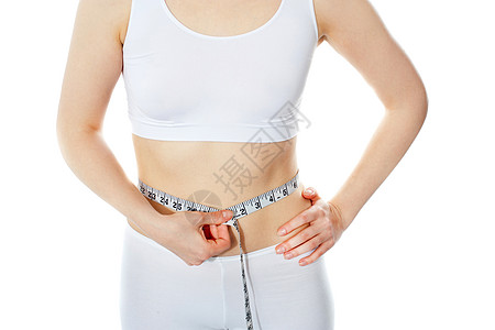衡量完美形状的妇女腰部重量控制成人饮食腰围组织尺寸运动树干图片