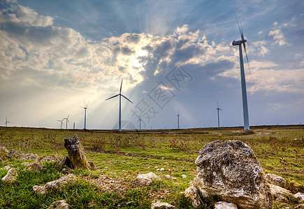 风力涡轮机景观涡轮绿色活力环境生态机械蓝色线圈金属发电机图片