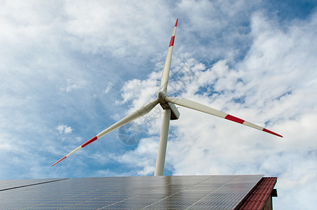 再生能源天空风力谷仓太阳力量技术生态创新农场涡轮机图片