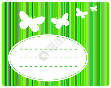 贺卡礼物条纹绿色线条展示昆虫问候语明信片插图白色图片