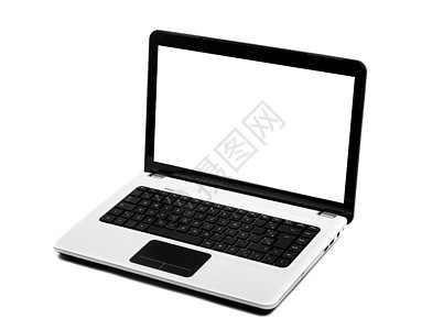 孤立笔记本技术白色键盘屏幕电脑背景图片