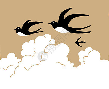 在云层背景的天空中吞咽夹子创造力动物墙纸翅膀插图绘画眼睛多云艺术品图片