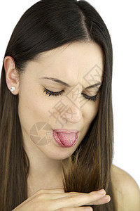 愤怒的姑娘用舌头来乱扯头发图片