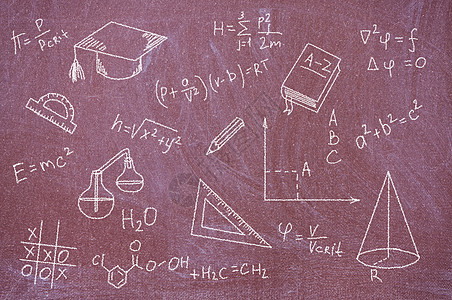 黑板上写的公式和方程式图片