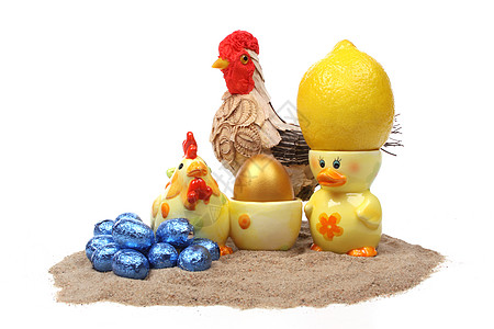 复活节鸡蛋庆典母鸡圆形鹅卵石工作室雏鸟假期手工绒毛传统图片
