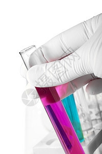 分离的手握试验管管子化学品实验室烧瓶实验蓝色取证制药液体玻璃图片