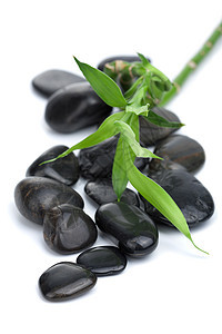 黑锅石和竹子被隔绝冥想治疗药品按摩温泉奢华叶子岩石平衡环境图片