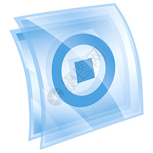 停止图标蓝色 在白色背景上孤立玩家圆圈技术圆形玻璃音乐音乐播放器按钮互联网网络图片
