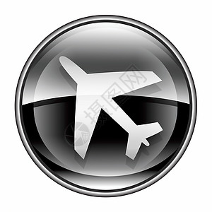 飞机图标黑色 孤立在白色背景上背景