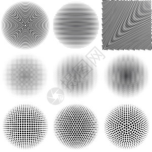 辐射形态插图黑色圆形光栅化绘画线条运动灰阶坡度条纹图片