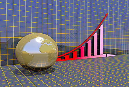 超过网格的箭头商务图表世界进步地球生长金融统计贸易反射市场投资图片
