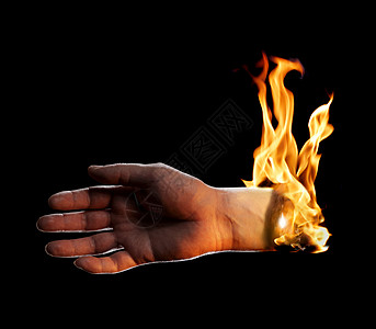 燃烧手虚幻概念手腕辉光棕榈男性火焰手指男人烧伤图片