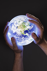 地球行星世界手指辉光环境全球圆形蓝色图片