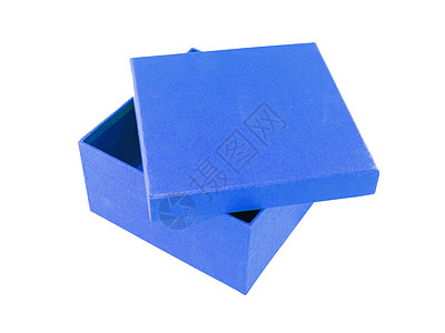 白色背景上的蓝框礼物蓝色盒子展示木板购物纸板风格卡片贮存图片