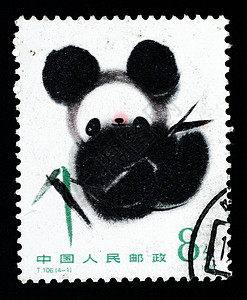 1985年中国-中国CIRCA 中国印刷的一张印章显示熊猫宝宝绘画 1985年circa背景图片