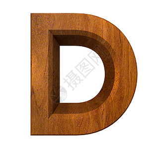 木柴中的3d字母D背景图片