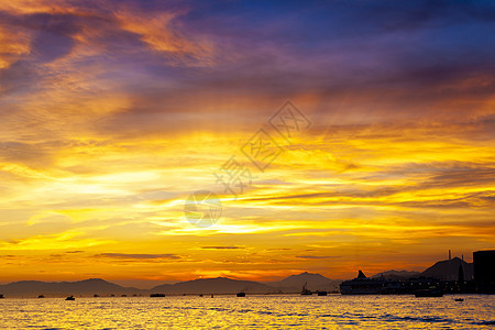 海岸日落天际太阳阳光魔法天空海洋季节风景橙子旅游图片