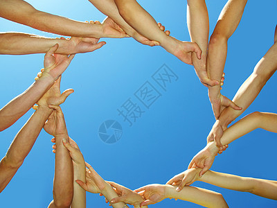 手环祝贺公司商业团队合伙合并圆圈协议友谊商务图片