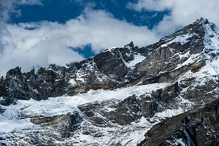 喜马拉雅山高京里高峰会的岩石和雪图片