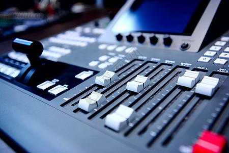 控制音频混合控制台木板低音娱乐生产体积混合器按钮播送乐器记录图片