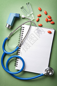 带笔记本的医学背景药店胶囊药品临床预防蓝色医院工具测量处方图片