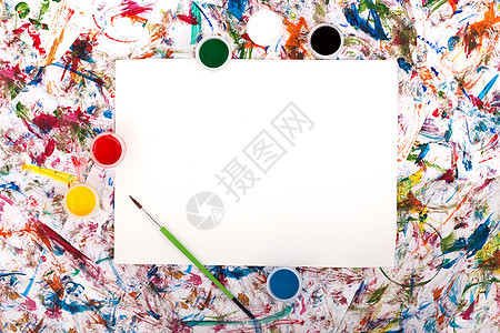 水彩 水泼花 纸艺术家蓝色墨水艺术绘画插图帆布草图框架画笔图片