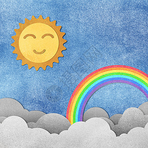 纸质纹理 可爱的太阳和彩虹图片