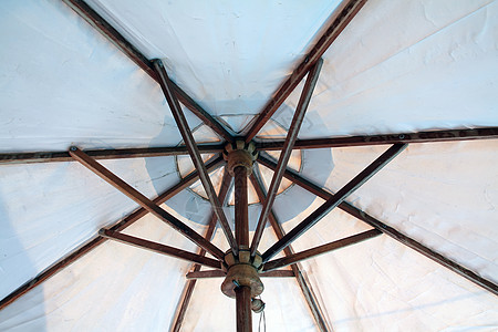 内伞季节阳伞棕褐色框架辐条金属帐篷海滩阴影蓝色图片