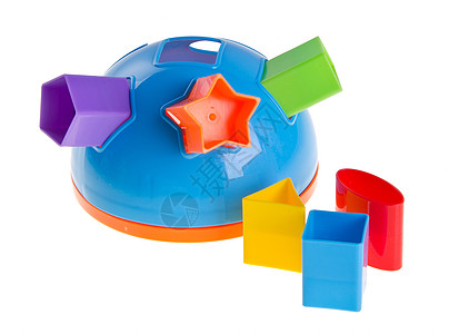 元件排序器 背景上的儿童玩具形状排序器生长构造幼儿园邻里三角形孩子木头蓝色公平学习图片