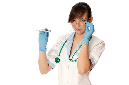良好温度女孩医院摄氏度女士温度计眼镜医生测量护士工具图片