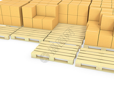 在货盘上堆放纸板箱货运木板小路出口纸盒存储打包机运输仓库船运图片