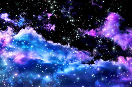 蓝蓝和紫红极光乳白色星空宇宙冒险预测星座星系天文灯光图片