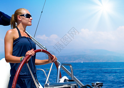 游艇女士世界奢华艺术海景海浪旅游晴天导航太阳图片