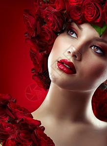 时装模特式红玫瑰画像图片